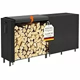 Lifewit Kaminholzregal Metall, Brennholzregal Stahlrahme mit Wasserdichter, Abdeckung, Stapelhilfe Holzunterstand Holzlager, Holzstapelhilfe für Veranda, Feuerstellen, 244×58,5×122 cm