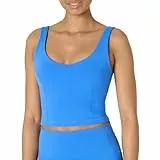 Amazon Essentials Damen Aktives FormFlex-Tanktop mit BH, Leichtem Halt und Verkürztem Schnitt, Butterweich, Ozeanblau, M