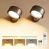 FULEN Wandleuchte Innen, 2 Stück LED Wandleuchten mit 18 Farbmodi, 8000mAh Akku Wandleuchte, Dimmbar, Touch und Fernbedienung, 360° Drehbare Innen Kabellose für Schlafzimmer Wohnzimmer