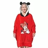 United Labels Disney Minnie Mouse Oversize Hoodie Decke mit Ärmeln und Kapuze für Damen, Rot, Kuschelpullover Einheitsgröße, Flauschiger Deckenpullover