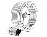 MutecPower 20 Meter Verlängerungskabel Mit 2-Fach Schuko doppel Steckdosen - abgewinkelt EU Schuko Doppel-Verlängerung IP20 Schutzkontakt-stecker und kupplungen - bis 250V 50Hz 16A - 20m weiß