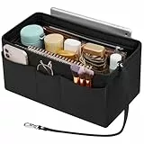 Enbagold Handtaschen Organizer Filz Taschenorganizer für Frauen Handtasche, Tasche Organizer Shopper mit Mehreren Taschen, Innentasche für Handtaschen,Schwarz,L