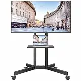 BONTEC Rollbarer TV Ständer mit feststellbaren Rollen, höhenverstellbarer TV Wagen für 32-85 Zoll Fernseher bis 55 kg, VESA bis 600x400, mit Ablage und Kabelmanagement, für Büro & Zuhause