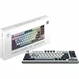 MSI Forge GK600 TKL Wireless Sky QWERTZ, DE Layout – MECHANISCHE LINEARE SWITCHES – PBT-Tastenkappen mit Farbsublimationsdruck, rutschfeste Unterseite, RGB-LED, Bluetooth, 2,4 GHz – ohne Ziffernblock