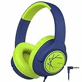iClever Kinderkopfhörer mit Kabel, 85dBA Sichere Lautstärke, Stereo Sound, Faltbare 3,5mm Over-Ear Kopfhörer für iPad, Tablets, Schule, Reisen, Blau Grün