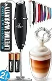 Zulay Kitchen Milchaufschäumer Elektrisch, Batteriebetriebener Milchaufschäumer Stab, Elektrischer Milchschäumer für Kaffee, Milch & Shakes – Milk Frother Aufschäumer Stab (Schwarz)