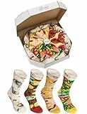 Rainbow Socks - Damen Herren Pizza Socken Box Mix Italienische Hawaii Pepperoni - 4 Paar - Größen 41-46