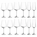 Leonardo Puccini Glas 12er Set, Weißwein-, Rotwein- und Sekt-Gläser, spülmaschinenfeste Kelch-Gläser, Sekt- und Weingläser-Set, 069525