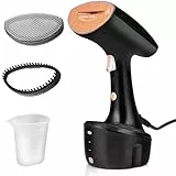 LEHMANN Dampfglätter, 1600 W, 25 g/min Dampfleistung, 320ml abnehmbarer Wassertank, Vertikale & horizontale Dampfbürste für Kleidung, inkl. 2 Aufsätze, Kompakt & Leicht, Schwarz/Roségold