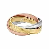 Fossil Damenring Harlow Interlocking Links Edelstahl dreifarbig, JF048079988
