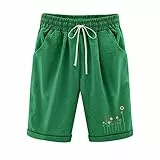 Freizeithose Damen Kurz Freizeit Sport Sommerhose mit Taschen Freizeitshorts mit Gestempelt Elastisch High Waist Kordelzug Shorts Casual Kruz Hose Strandshorts Jogginghose Sportshorts