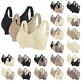 3er Pack BH Damen Ohne BüGel Push Up Sport BHS, Seamless Nahtloser Bequem Soft Bra Bralette, GroßE GrößEn BrüSte Starker Halt UnterwäSche BH, Klassische BüGelloser T Shirt Damen-BHS