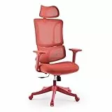 MyBuero Bürostuhl Ergomy Colore – ergonomischer Schreibtischstuhl, atmungsaktiver Rückenlehne, Verstellbarer Lordosenstütze, 3D Armlehnen & Kopfstütze, Rot
