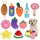 Episkey 10 Stück Quietschspielzeug Plüsch Hundespielzeug, Obst Snacks und Gemüse für Hunde Quietschendes Spielzeug für Haustier Interaktives Spielzeug für Hunde (H01)