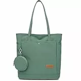 JANSBEN Tasche Damen Schultertasche große mit Münzbörsen Handtasche Shopper Umhängetasche mit Reißverschluss Stoff Shopping Bag für Alltag und Schule Einkaufens Grün