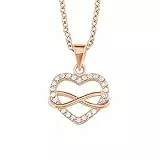 s.Oliver Kette mit Herz Anhänger und Infinity-Symbol für Damen, Zirkonia und 925 Sterling Silber, Rosévergoldet