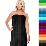 Lashuma Saunahandtuch 85x220 cm Schwarz, Linz großes Saunatuch lang, XXL Badehandtuch für Wellness, Pool, Sonnenliege und Schwimmbad