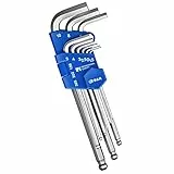 S&R Innensechskantschlüssel Satz HX mit Kugelkopf, 9-tlg 1,27 bis 10 mm, kurz/lang, gehärtet, in Kunststoffclip (2 LANG, 9-tlg.)