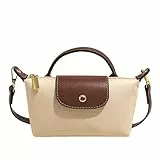 Generisch Mini Umhängetasche in Farbblockoptik für Damen, Small Crossbody Bag,Quadratische Klein Handtasche in Volltonfarbe mit Verstellbarem Riemen, Schultertasche（Creme）