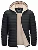 MAGCOMSEN Herren Warme Winterjacke Gefüttert Winter Daunenjacke Männer Winddicht Outdoorjacke Fleece Funktionsjacke Wandern Jagdjacke mit Mehrfachtaschen Schwarz XL