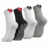 Utensilsto 4 Paar Pilates Socken Damen,Baumwolle Yoga Socke 39-42, Stoppersocken Rutschfeste mit Noppen, Antirutsch Bequem Atmungsaktiv Socken Geschenke für Frauen Mama Schwangere Krankenhaus