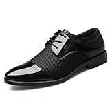 Rimhold Herren formelle Schuhe Business Oxford Schuhe Lackleder Schnürschuhe Klassische Brock Hochzeit Schuhe Schwarz 48eu