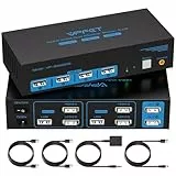USB 2.0 HDMI KVM Switch 2 PC 2 Monitore 4K60Hz KVM Switches für Zwei Computer Teilen Sich 1 Satz Maus, Tastatur, U-Disk-Drucker, Inklusive 2 USB 2.0 Kabeln und Desktop-Controller