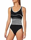 Haute Pression Damen Badeanzug, Uni, Schwarz (Noir/Blanc), Gr.38