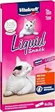 Vitakraft Liquid Snack, Katzensnack flüssig, mit Ente, Katzenleckerlies, mit Beta Glucane, unterstützt die Immunabwehr, kalorienarm (1x 6 Stück) (Packung mit 5)