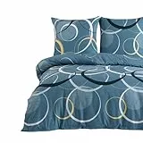 Buymax® Bettwäsche 155x220%100 Baumwolle 2-Teilig Bettbezug - Bettwäsche-Sets 155 x 220cm mit 1 mal Kissenbezug 80x80cm, ÖKO-TEX Renforcé-Bettdeckenbezug Set mit Reißverschluss