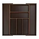 Relaxdays Besteckkasten Schublade, ausziehbar, var. Breite, 5 - 7 Fächer, Bambus Organizer, HBT: 5x48x46cm, dunkelbraun