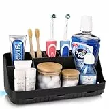 Zahnbürstenhalter für Badezimmer Organizer, Elektrische Zahnbürste und Zahnpasta Halter, 7 Slots Badorganizer für Badezimmer und Familie (Black)