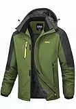 Libin Skijacke Herren Warme Winterjacke Funktionsjacke Winter Snowboardjacke Softshelljacke Outdoorjacke Wasserdicht Atmungsaktiv Wanderjacke Snowboard Jacke Männer Armeegrün XL