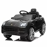 LALAHO Kinder Elektroauto 12V Kinderauto Elektrisch 2,4G-Fernbedienung, Elektrofahrzeuge 2-türig mit MP3, Musik, Hupe, LED-Leuchten (schwarz)
