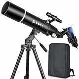 Teleskope für Erwachsene Astronomie, 80mm Aperture 600mm Refraktor Teleskop für Kinder, Anfänger, kompakte und tragbare Reiseteleskope mit Rucksack