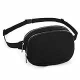 UTO Bauchtasche Damen Festival Stylisch Hüfttasche Crossbody Bag Breiter Gurt Gürteltasche Gesteppte Modisch Leicht Mit 2 Reißverschlusstaschen Für Freizeit Outdoor Sport Dating Geschenk Schwarz