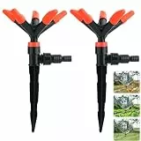 360° Multi-Directional Lawn Sprinkler, Mehrrichtungs-Rasensprinkler mit Einstellbar 45° Winkel, Automatische 360 Grad Rotierende Rasen Wasser Sprinkler für Große Flächen, Pflanzen, Gemüse (2PCS)
