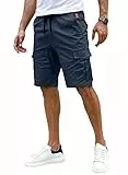 Elegancity Kurze Hosen Herren Marineblau Cargo Shorts Sommer Freizeithose Kurze Elastische Taille Chino Shorts Mit 6 Taschen XL