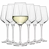 KROSNO Große Weißweingläser | Set von 6 | 390 ML | Avant-Garde Kollektion | Bleifreies Kristallglas | Für Zuhause, Restaurants & Partys | Spülmaschinenfest