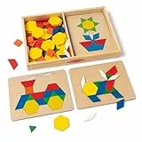Melissa & Doug - Geometische Formen Legepuzzle - pädagogisches Holzspielzeug zum Bilder und Muster legen mit geometischen Formen, 120 Formen und 5 Vorlagen, für Kinder ab 3 Jahren