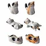 LEEQ Keramik Katze Stäbchenhalter - 6 pcs Essstäbchen Halter Keramik Katze, Stäbchen für Küche, Esstisch, Besteckaufbewahrung