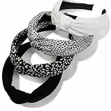 HUANMAYE Stirnbänder für Frauen Erwachsene Damen Boho Wide Knot Turban Stoff Haarband No Slip elastische Haare Hoops Mode Haarschmuck für Frauen und Mädchen 4Pcs