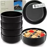Sänger Madeira | Steingut Müslischalen Bowl Schüssel 6 teilig, Schüssel Set 6 Personen, Schale spülmaschinen- mikrowellen- kratzfest, Dessertschalen, Schüsseln schwarz matt 800 ml | VALUE COLLECTION