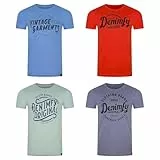 DENIMFY Tshirt Herren Baumwolle Regular Fit DFNuri 4er Pack Set Rundhals Kurzarm Sommer Tee Shirt Logoprint, Größe:4XL, Farben:Farbmix 2