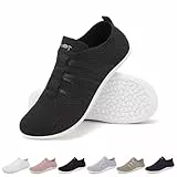 Merdoo Barfußschuhe Damen Herren Bequeme Barfuss Schuhe Damen Slip On Sneakers Weich Sportschuhe Leicht Turnschuhe rutschfest Laufschuhe Atmungsaktiv Barfussschuhe Walkingschuhe Unisex Schwarz 43EU