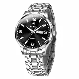 Taxau Armbanduhr Herren Analog Quarz wasserdichte Luxus Business Edelstahl Herrenuhren Multifunktion Leuchtdatum Elegantes Geschenk