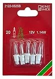 Konstsmide 2122-052SB Ersatzbirne / für Minilichterketten / 12V, 1,14W / 5er Blister / Steckfassung, weiß