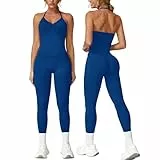 Nahtlose Fitness-Sets für Damen, 2-teilig, Workout-Trägern, überkreuzter Sport-BH, versteckte Scrunch-Leggings, Yoga-Outfits, Sportanzug, Trainingsanzug, marineblau, 42