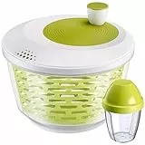Westmark Salat-Set: 1 Salatschleuder, 4,4 Liter + 1 Schüttelbecher, 0,25 Liter, Kunststoff, BPA-frei, Spinderella, Farbe: Transparent/Weiß/Grün, 243022E7