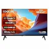 coocaa 43 Zoll Fernseher, 109cm, QLED FHD Smart TV mit Google TV, 6. Generation QLED Tech, HDR10, HLG, Dolby Audio, Triple Tuner DVB-T/-T2/-C/-S/-S2 CI+, Bluetooth 5.1, 43CGQH40Z, 2026